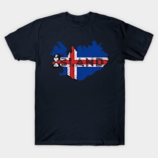 Iceland Map and Ísland Flag Souvenir T-Shirt